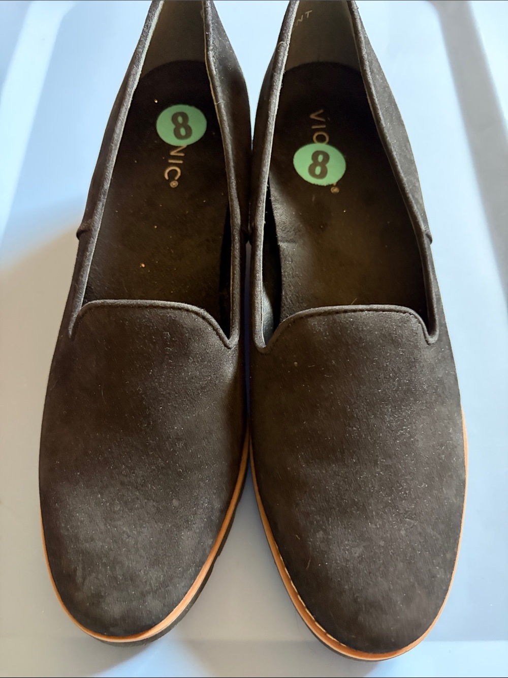 Vionic Willa wedge loafers water repellent black suede slip ins. S 8 New no tag